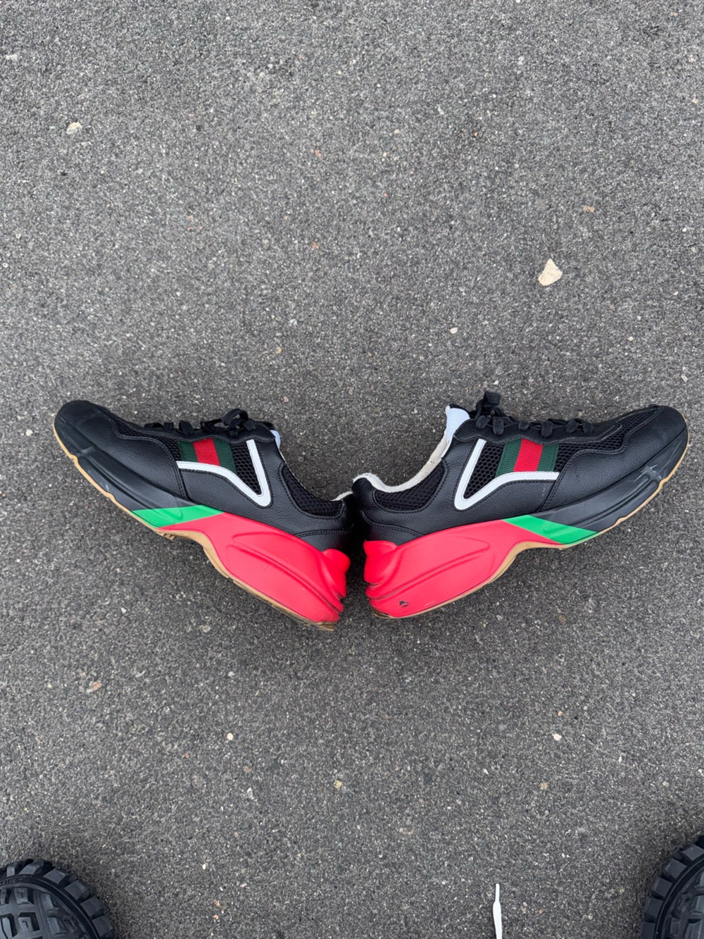 Gucci Rython Leather Mesh Sneakers